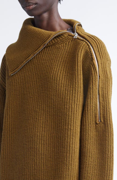 Dries Van Noten Talim Wool Half Zip Turtleneck Sweater In Brown