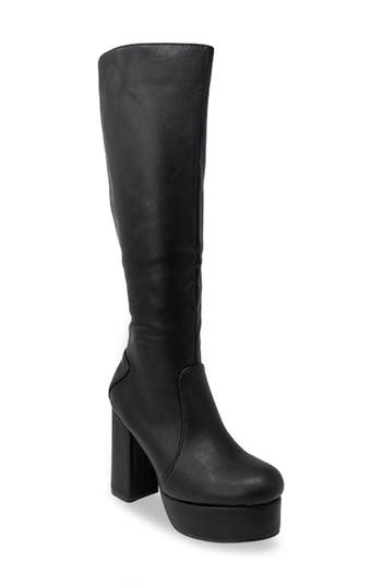 Chase & Chloe Chase And Chloe Knee High Platform Boot In Black