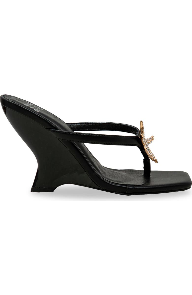 CHASE AND CHLOE Starfish Post Toe Wedge Heel Sandal, Alternate, color, Black