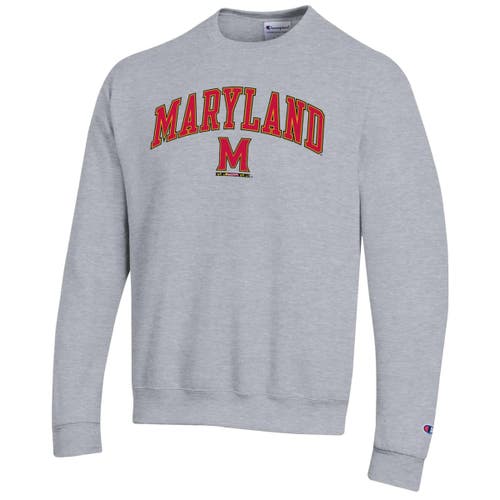 Champion Heather Gray Maryland Terrapins Arch Over Logo Pullover Sweatshirt