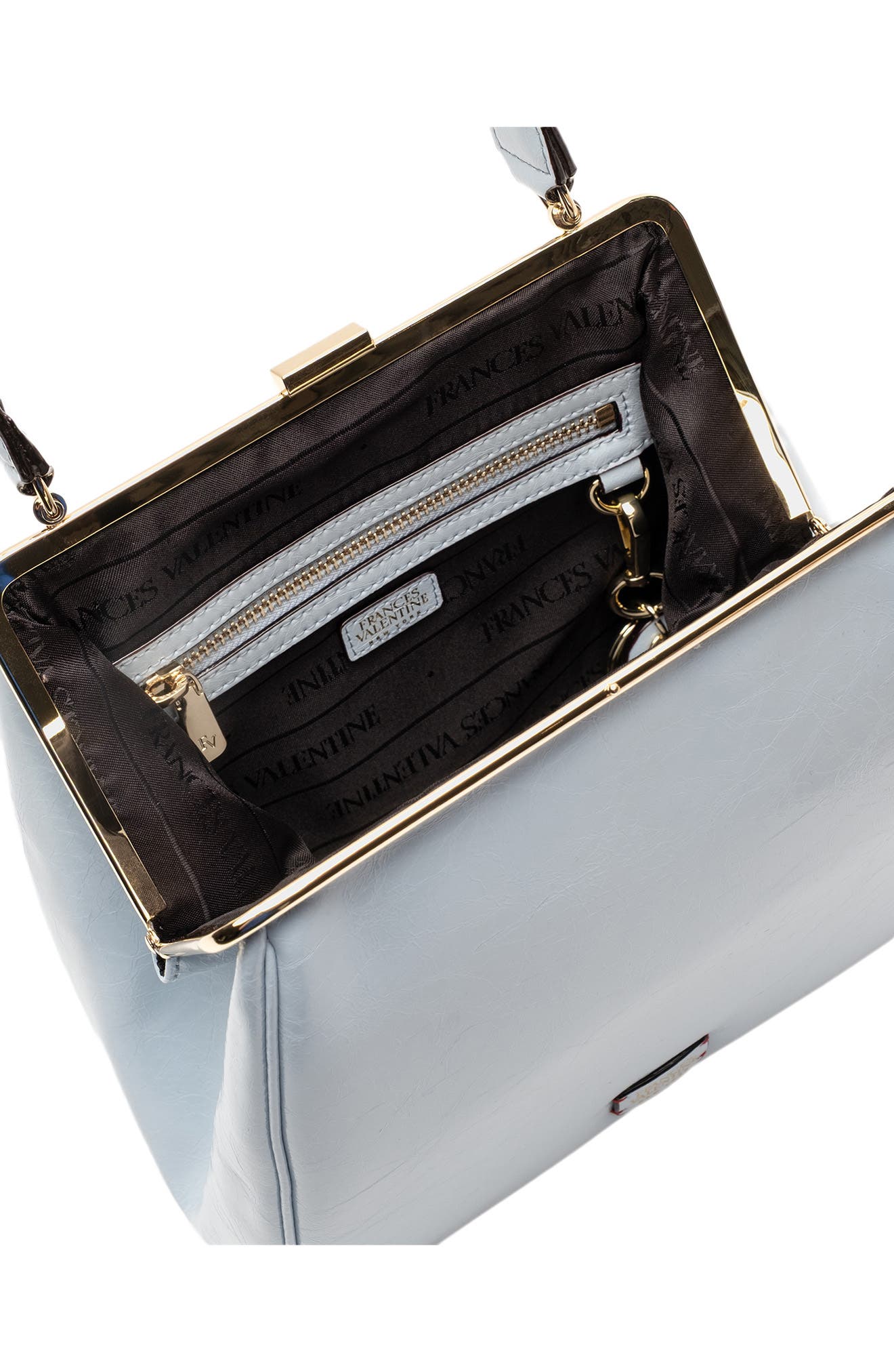 Katherine Crinkled Leather Frame Bag, Alternate, color, LIGHT BLUE