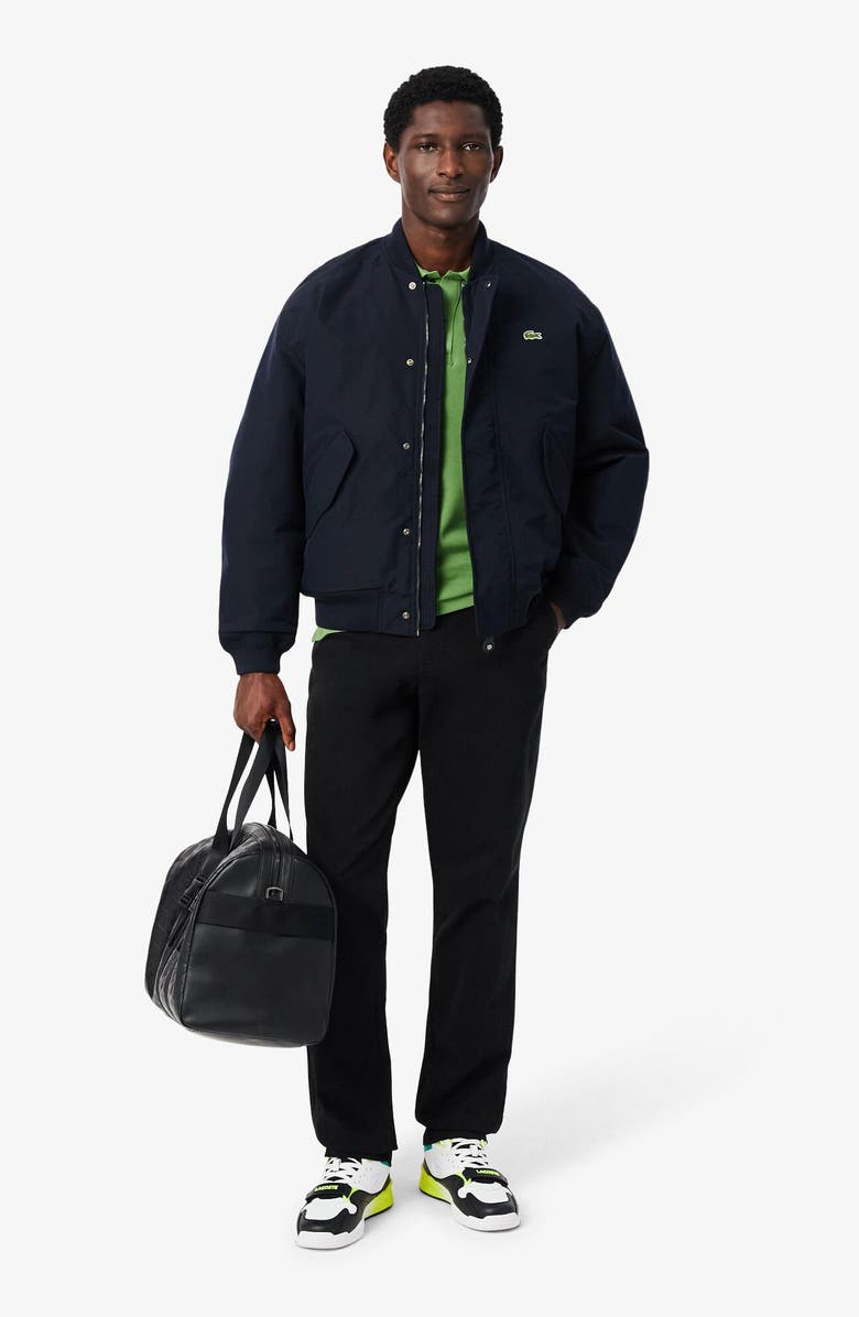 Lacoste Flat Front Cotton Stretch Twill Chinos, Alternate, color, Black