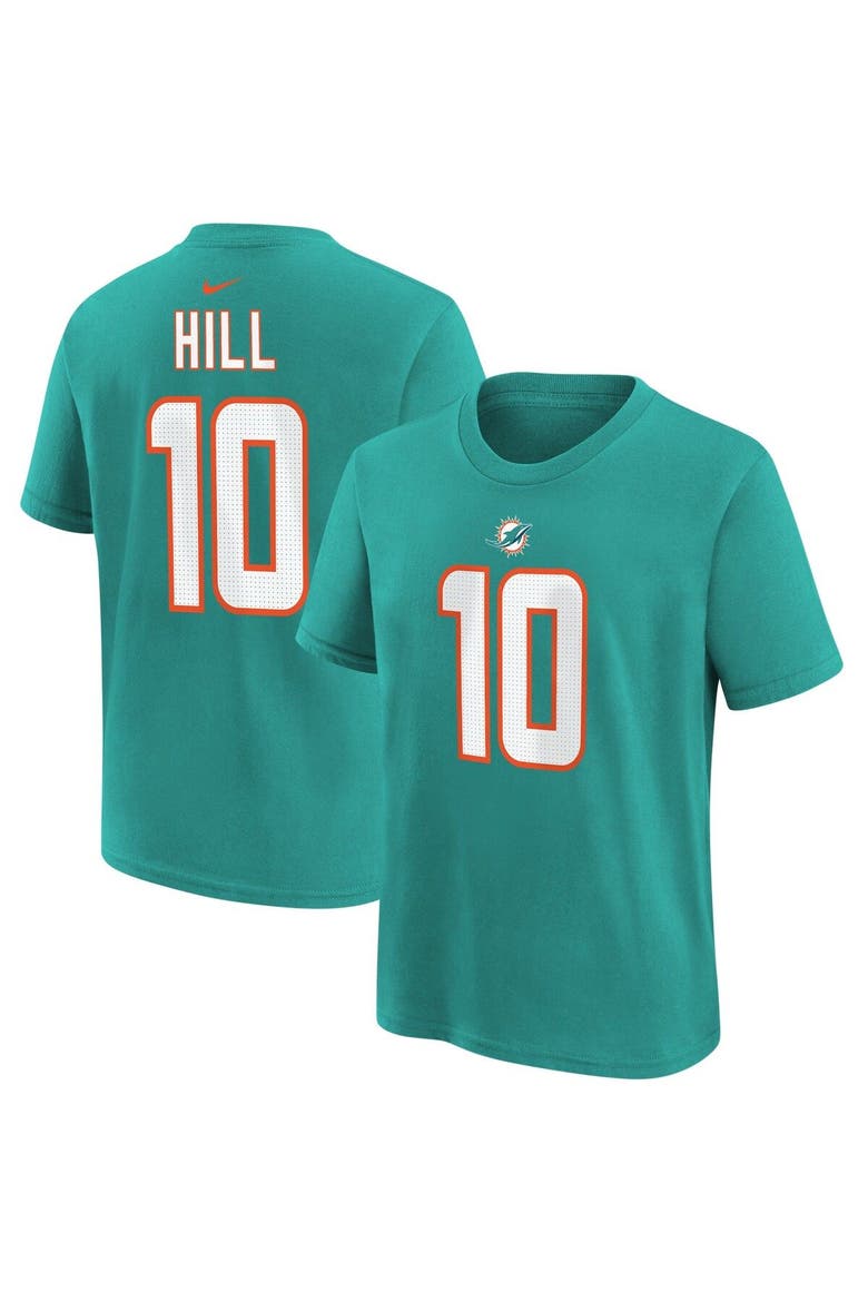 Youth Nike Tyreek Hill Aqua Miami Dolphins Player Name & Number T-Shirt, Main, color, Aqua