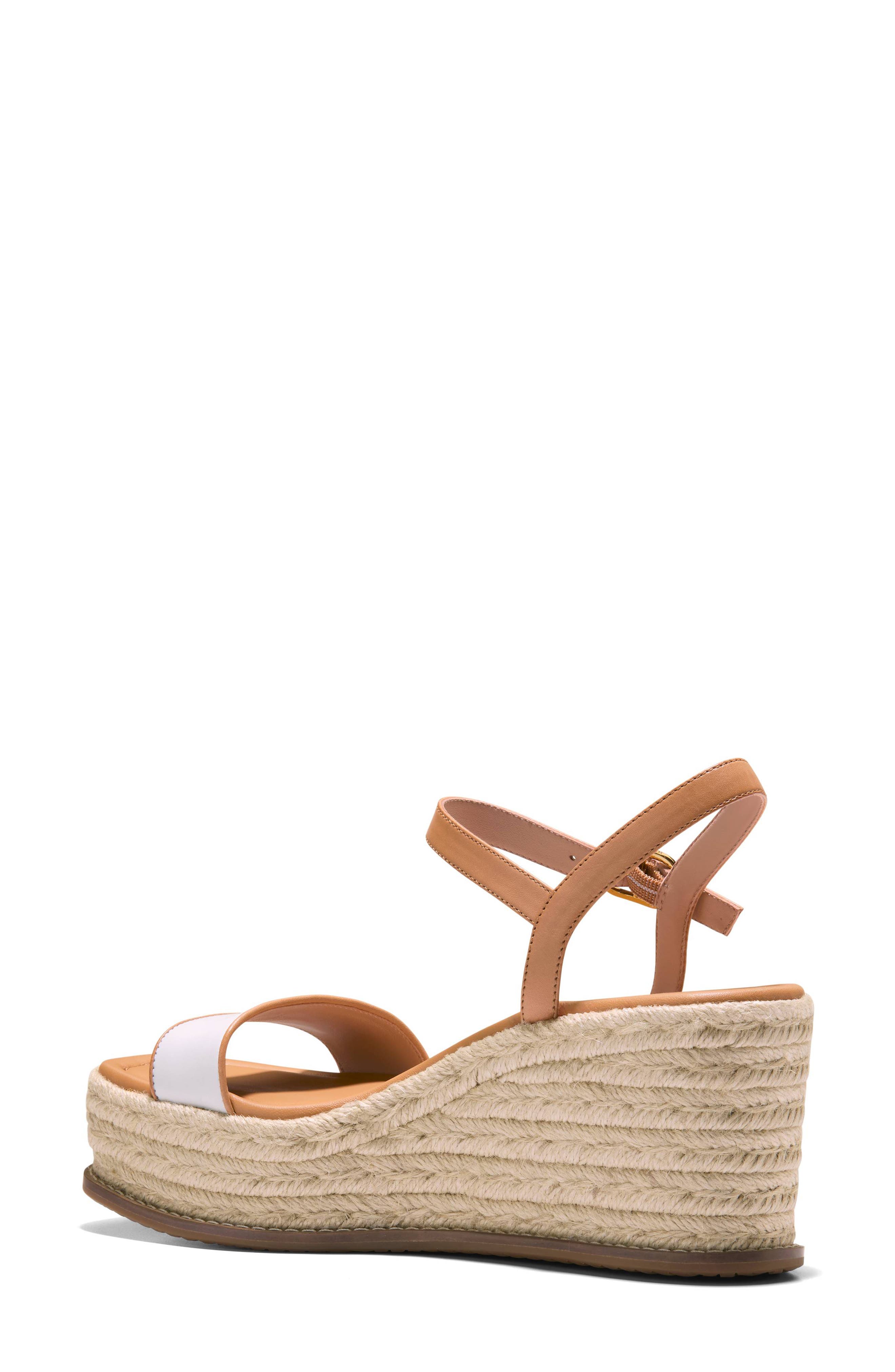 Keeton Cloudfeel Espadrille Ankle Strap Platform Wedge Sandal, Alternate, color, WHITE LEATHER/ BISCUIT LEATHER