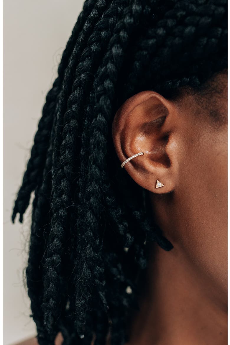 Single Pavé Diamond Ear Cuff, Alternate, color, YELLOW GOLD