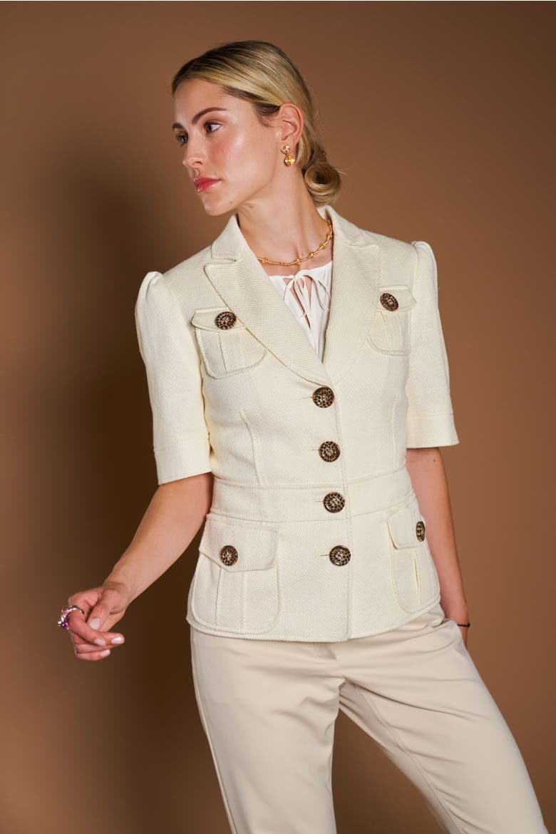 Half Sleeve Jersey Safari Jacket, Alternate, color, Ecru