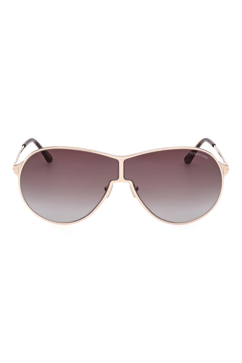 Gais 71mm Oversize Mirrored Pilot Sunglasses, Main, color, ROSE GOLD DARK HAVANA / T LOGO