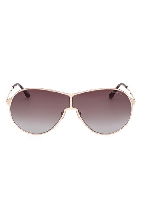 Gais 71mm Oversize Mirrored Pilot Sunglasses