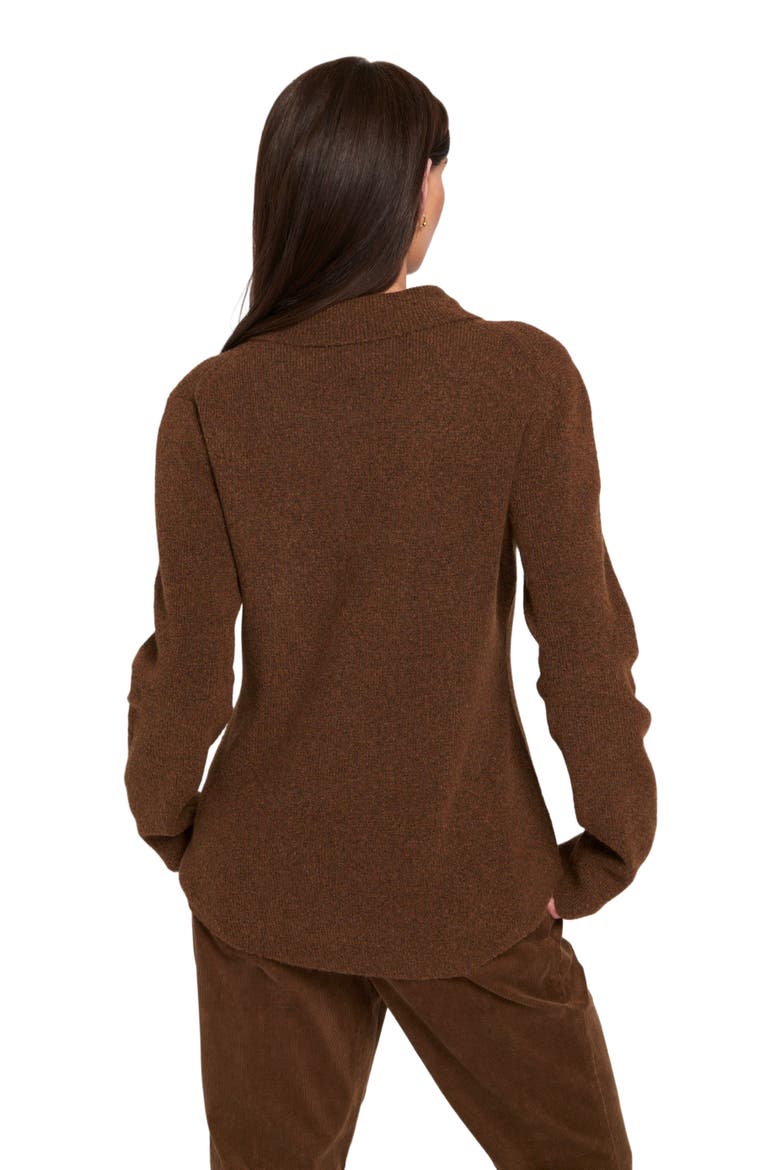 Fuzzy Knit Jumper Henley Sweater, Alternate, color, Chocolate