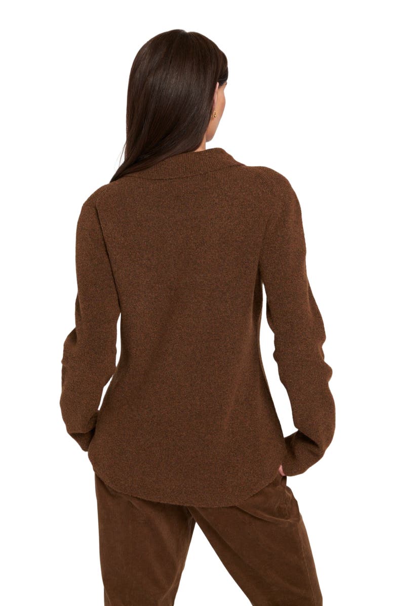 ELLE Collection Fuzzy Knit Jumper Henley Sweater, Alternate, color, Chocolate