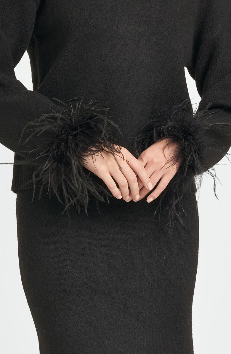 WAYF Sadie Feather Trim Sweater, Alternate, color, 