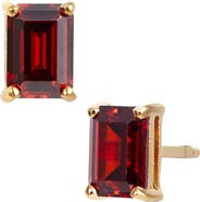 SAVVY CIE JEWELS Vermeil Sterling Silver Emerald Cut CZ Box Stud Earrings