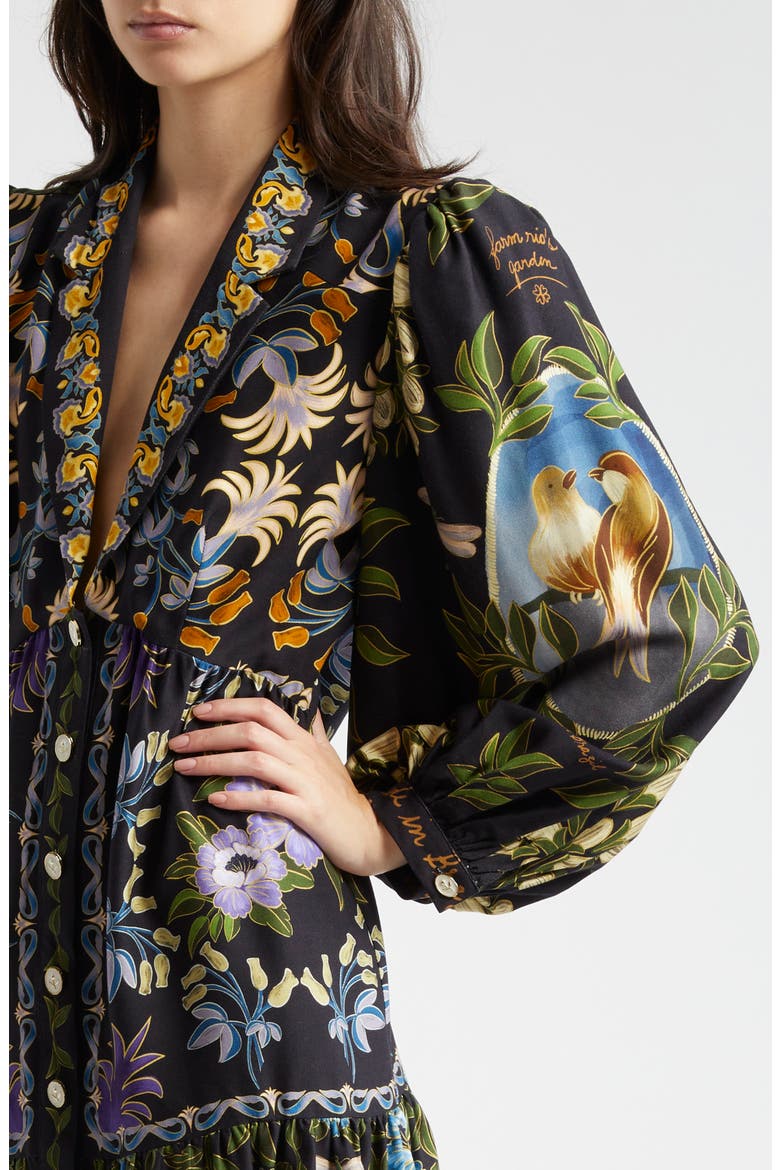 Black Winter Garden Long Sleeve Shirtdress, Alternate, color, WINTER GARDEN BLACK