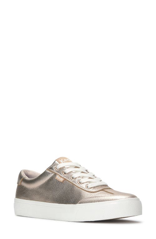 Keds Women's Jump Kick T-toe Metallic Leather Lace Up Leather Sneakers In Gold