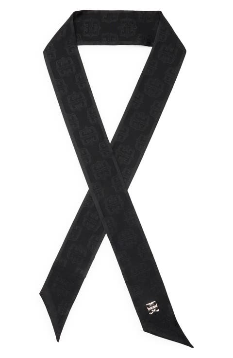 4G Silk Jacquard Skinny Scarf