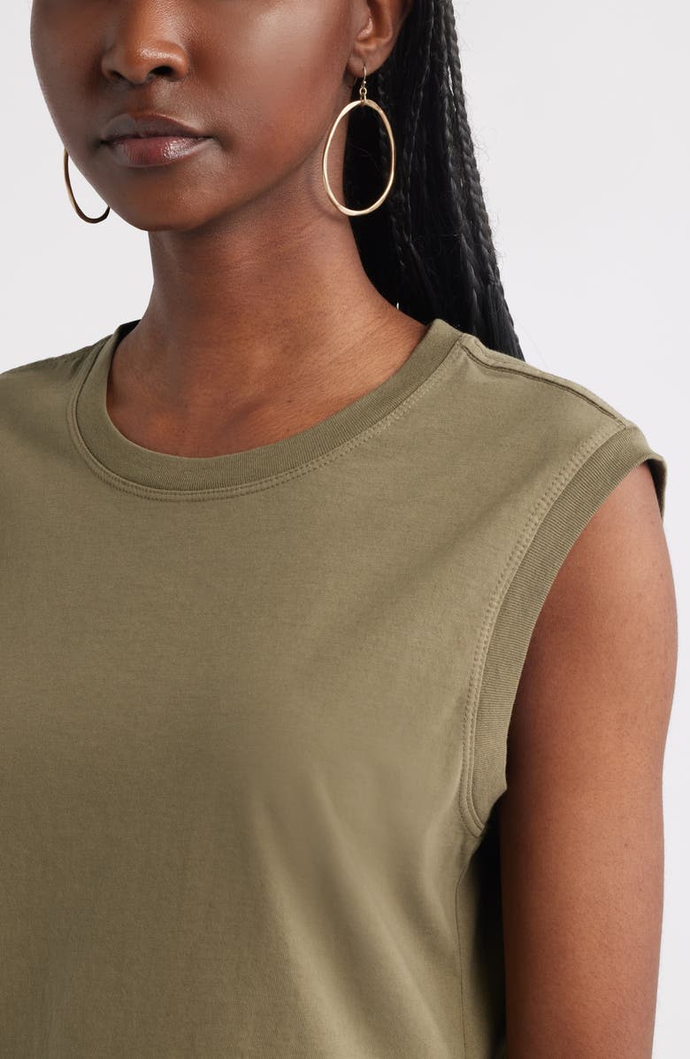 Treasure & Bond Pleat Back Cotton Muscle Tank, Alternate, color, Olive Kalamata