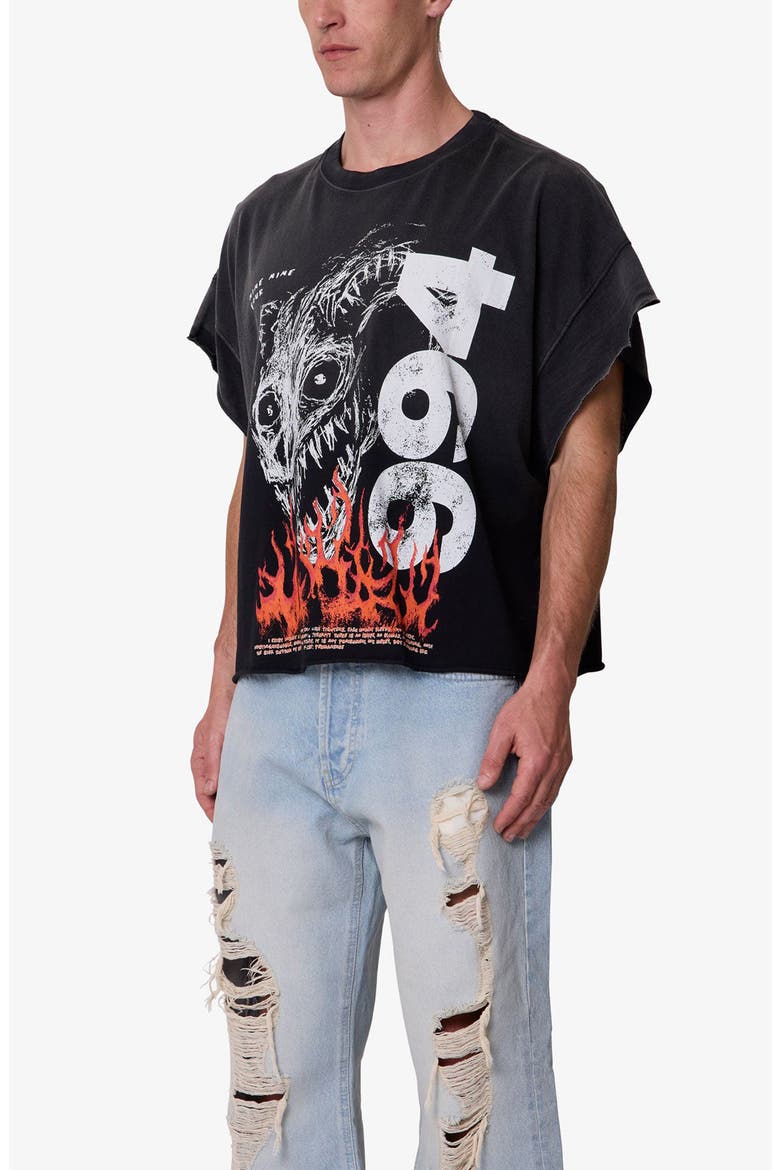 Ritual Distressed Graphic Cutoff T-Shirt, Alternate, color, BLACK