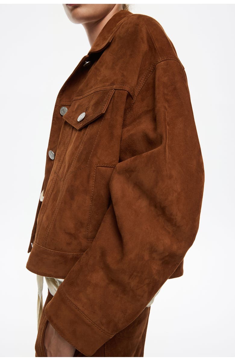 Bimba y Lola Suede Leather Jacket, Alternate, color, Caramel