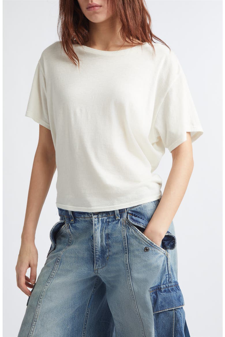Tight Waist Cotton & Cashmere T-Shirt, Alternate, color, WHITE