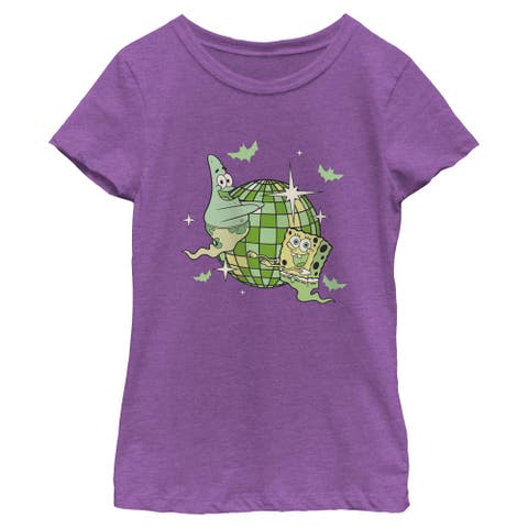 Girls Spongebob Squarepants Disco Green Ghosts T Shirt