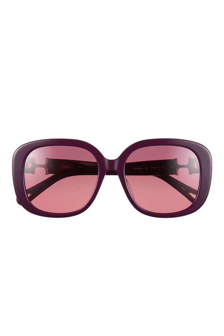 56mm Square Sunglasses, Main, color, BURGUNDY BURGUNDY RED