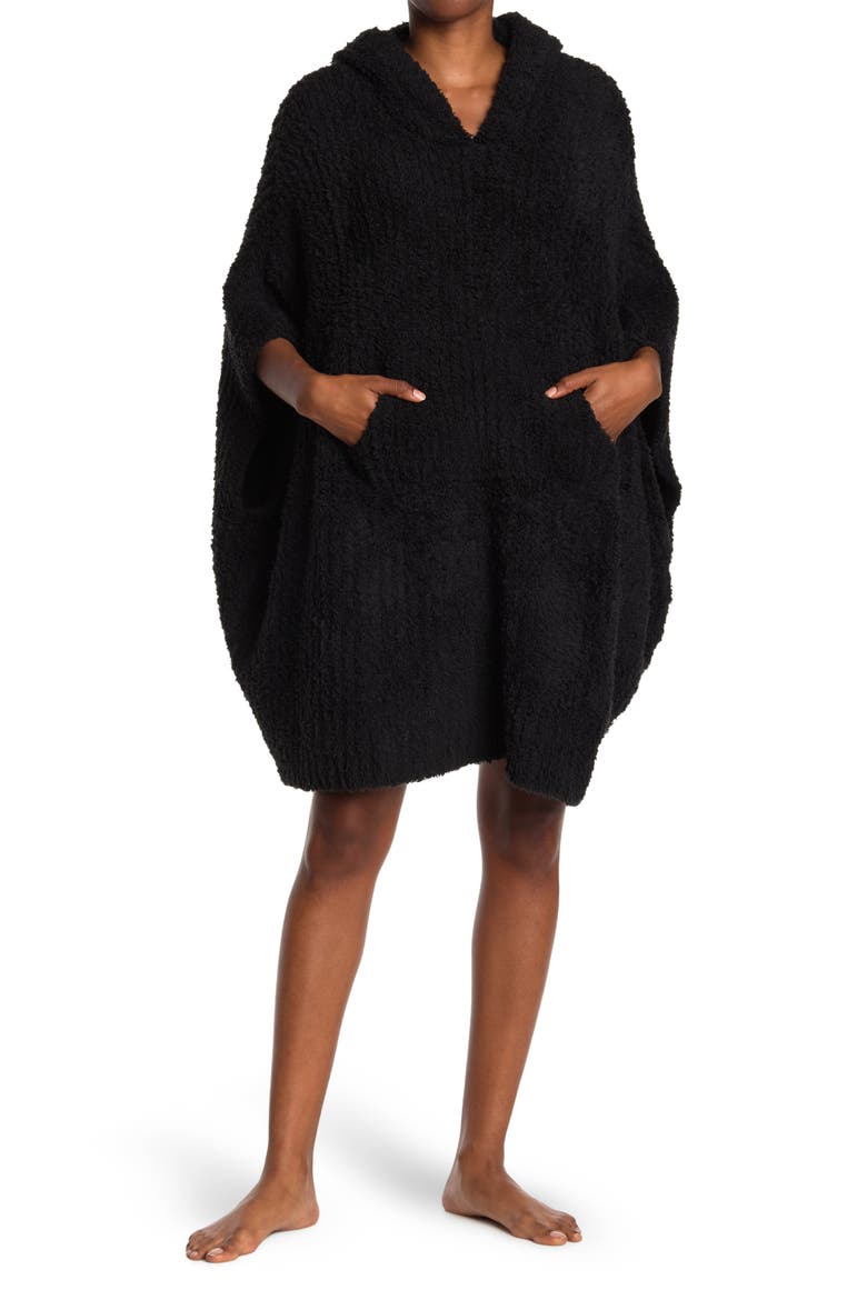 CozyChic® Ribbed Hooded Poncho, Main, color, BLACK