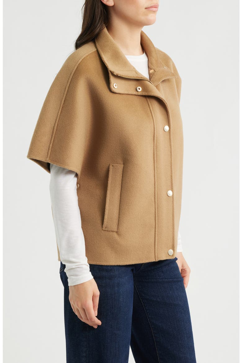 Double Face Wool Cape, Alternate, color, DARK CAMEL
