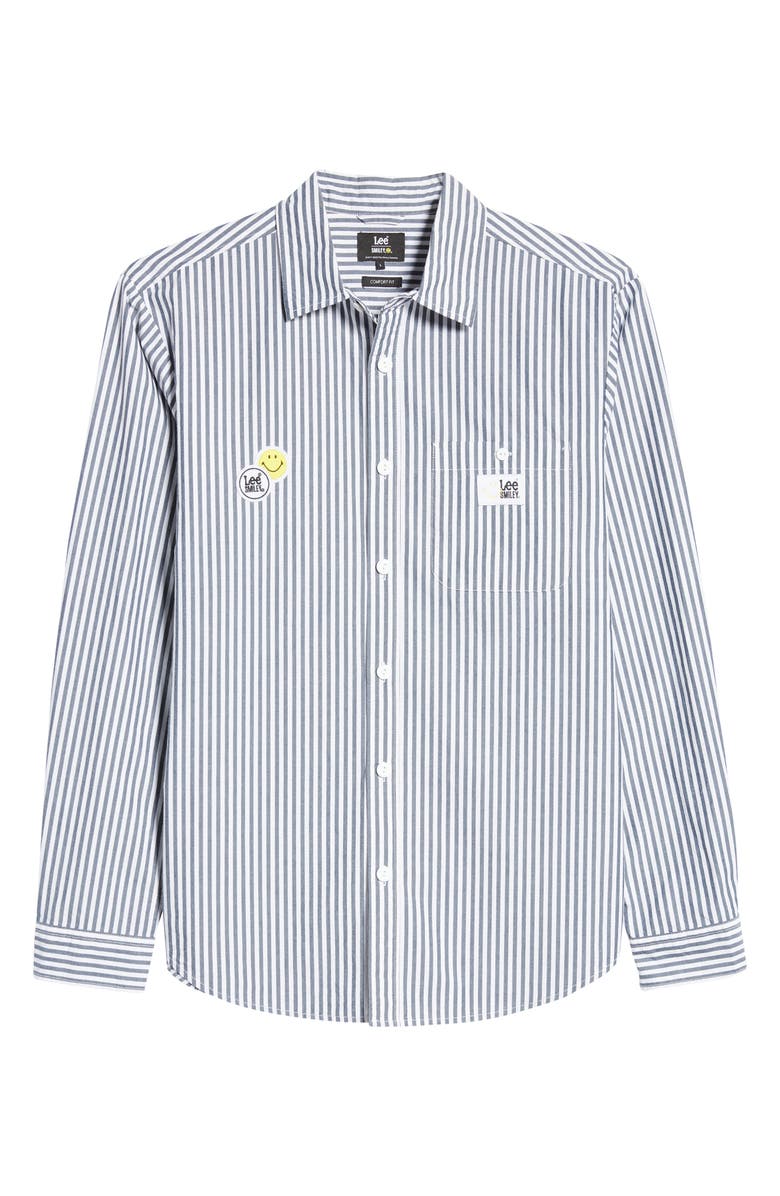 LEE JEANS Smiley<sup>®</sup> x Lee Smiley Stripe Long Sleeve Button-Up Shirt, Main, color,