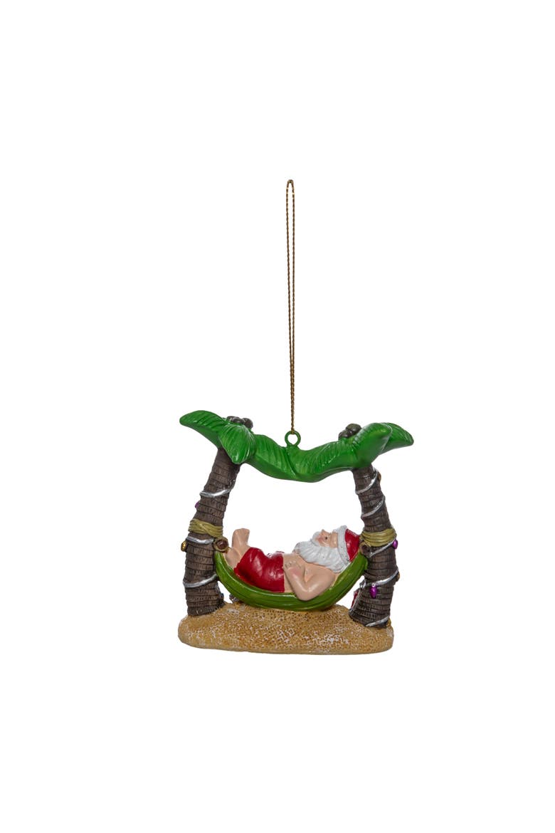 Chilling Santa Tree Ornament, Main, color, Green