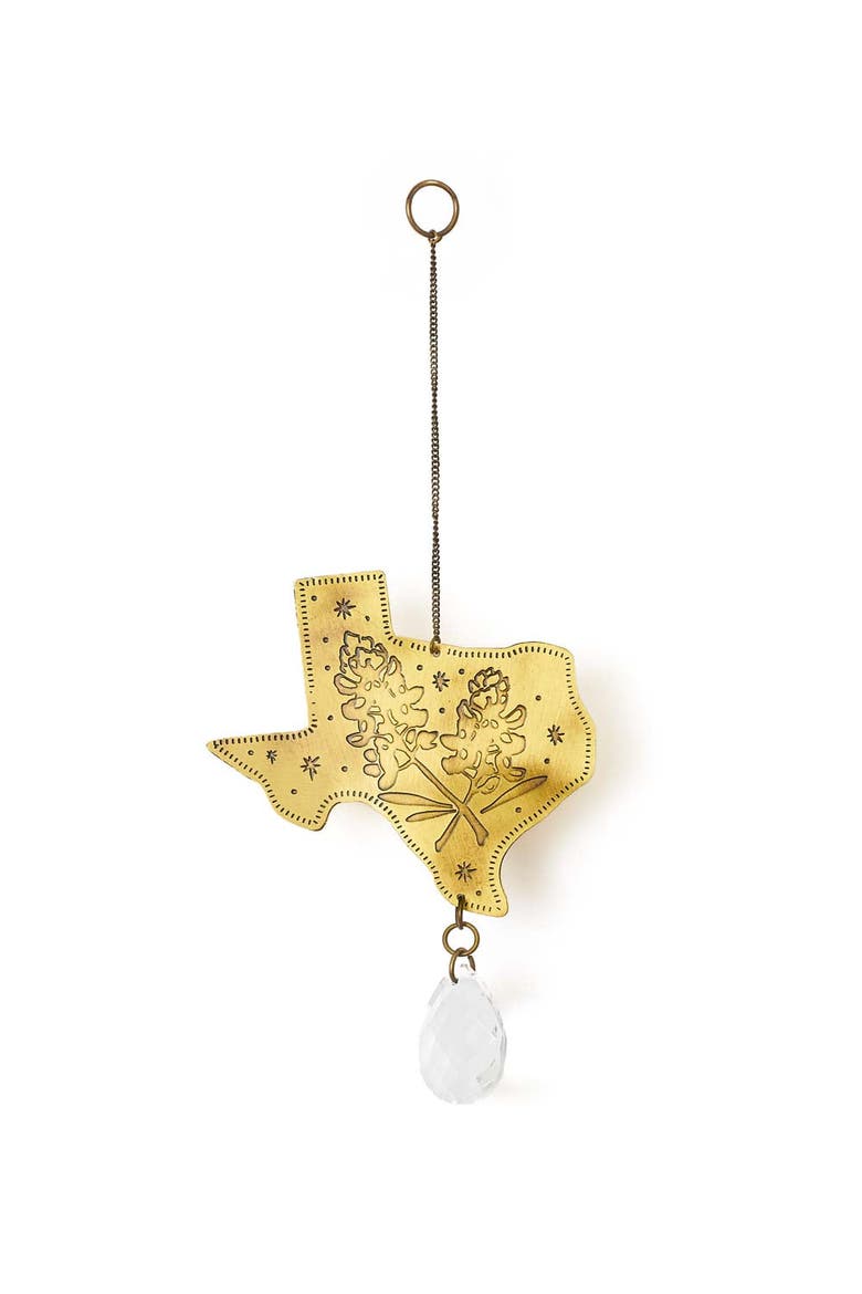 Texas Bluebonnet Engraved Brass Suncatcher, Main, color, Gold