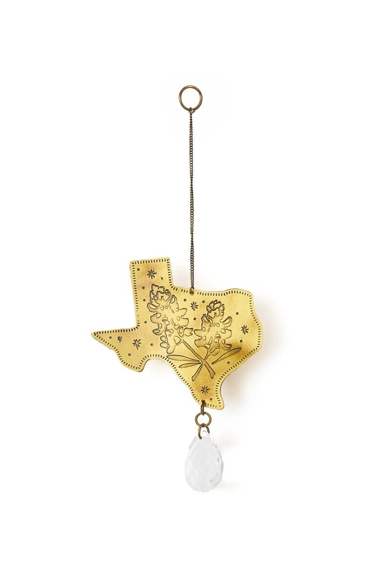 Matr Boomie Texas Bluebonnet Engraved Brass Suncatcher, Main, color, Gold
