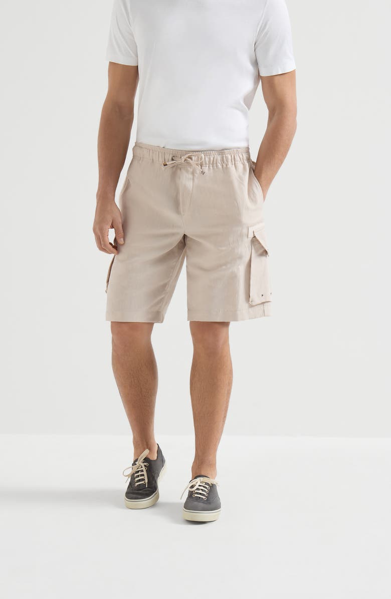 Brunello Cucinelli Bermuda shorts with cargo pockets, Main, color, Buff