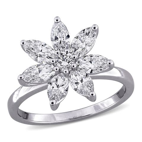 1-1/2 CTW Lab-Grown Diamond Flower Ring 14k