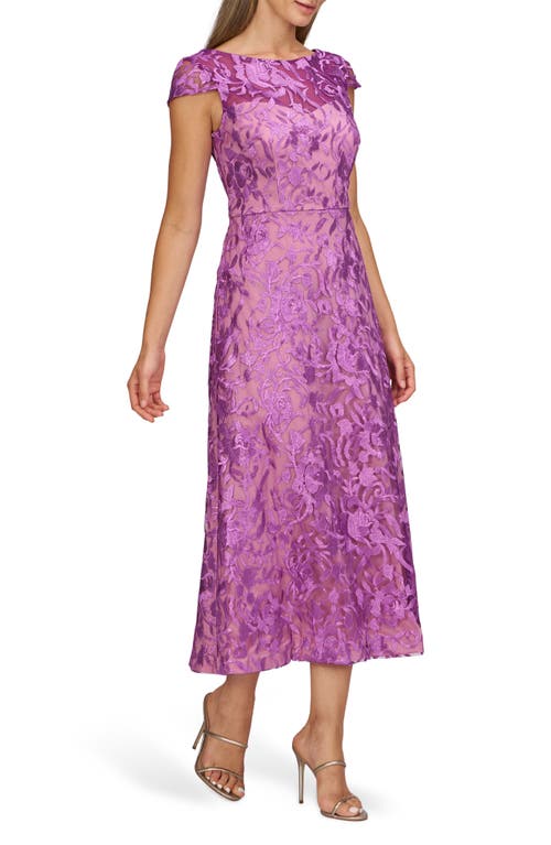 Js Collections Rylee Floral Embroidery Cocktail A-line Dress In Purple