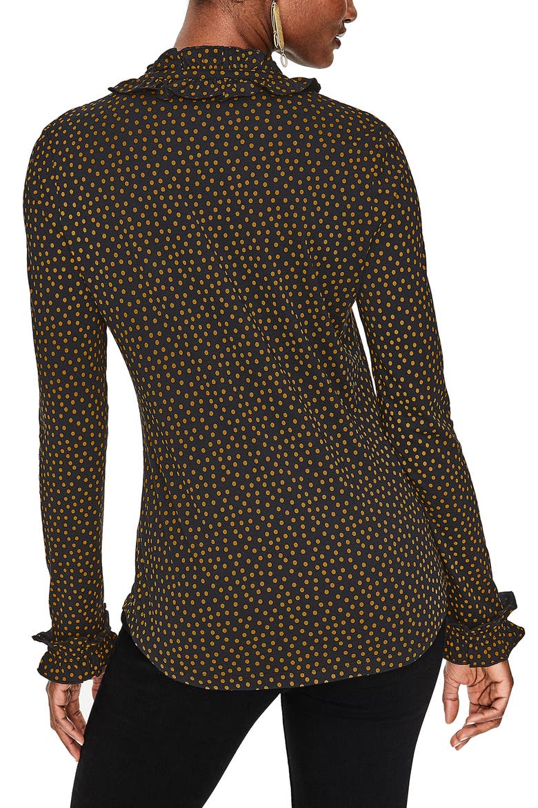 Alberta Polka Dot Ruffle Detail Jersey Shirt, Alternate, color, BLACK SCATTERED SPOT