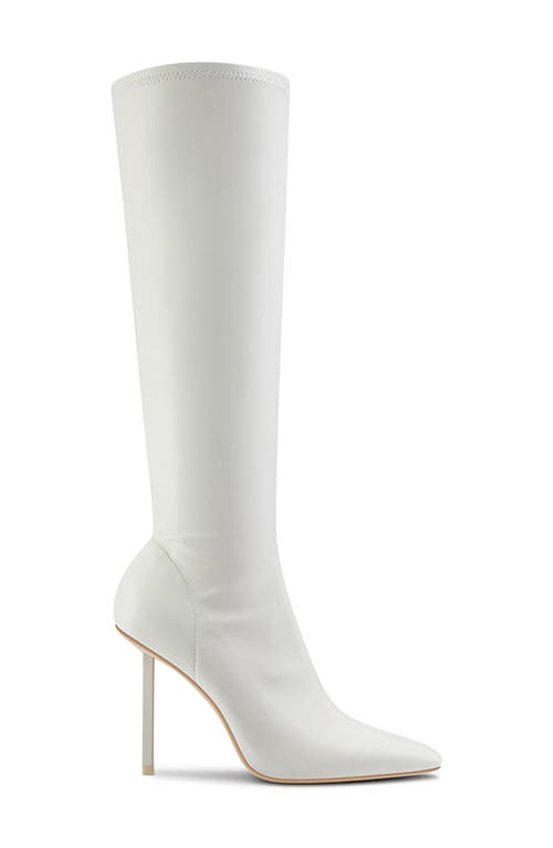 Femme La Whistler Pointed Toe Knee High Boot In White