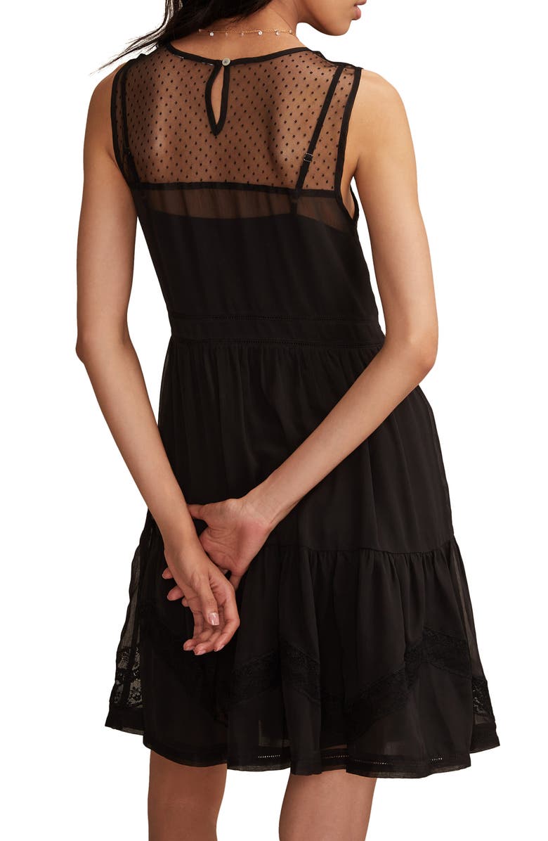 Lucky Brand Illusion Lace Detail Minidress, Alternate, color, Caviar