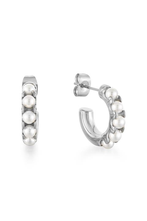 Mini Pearl Huggies Earrings