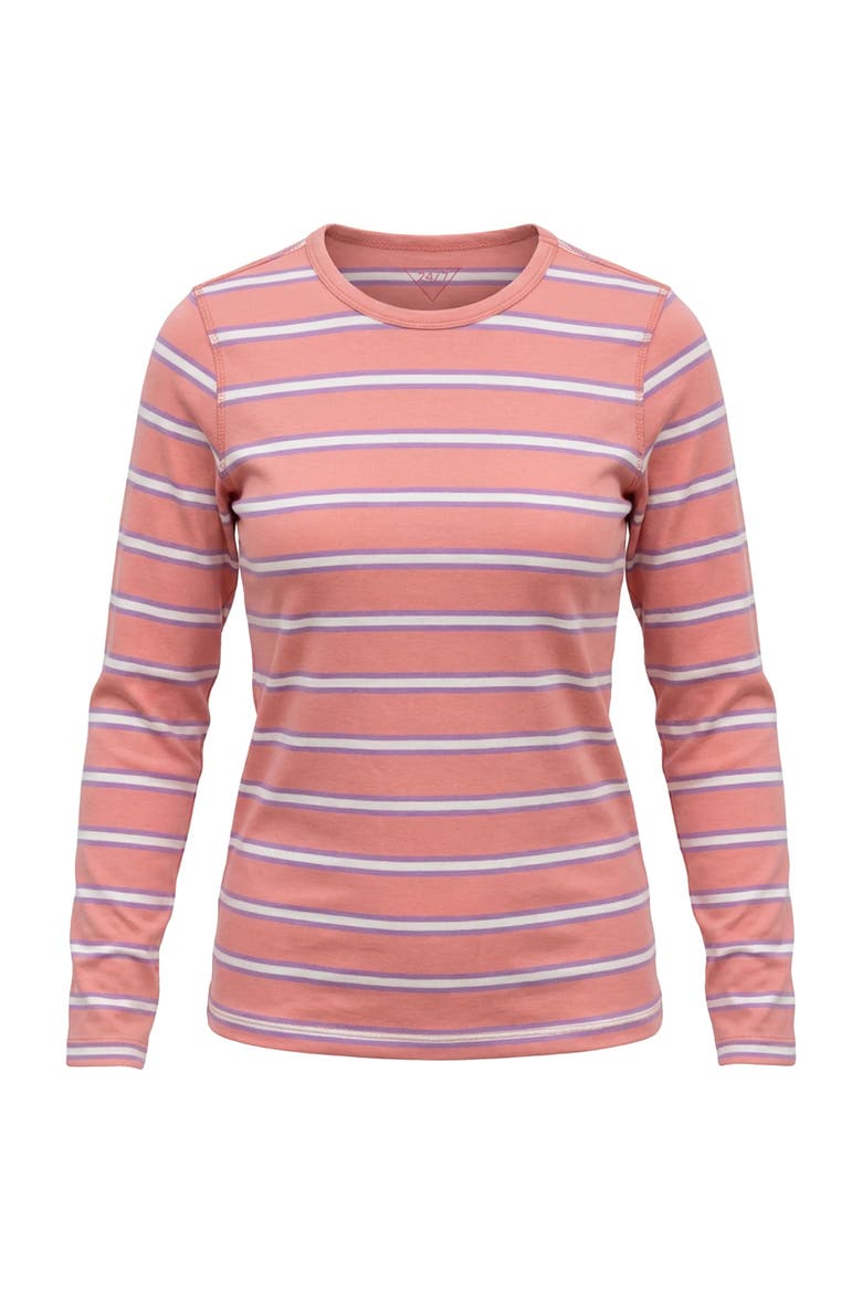 Striped Crew Neck Long Sleeve Tee, Main, color, Mauve