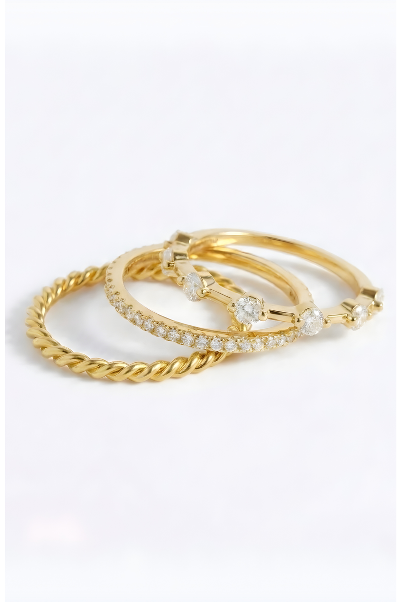 Modern Ring Stack, Alternate, color, Gold