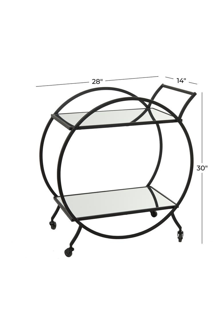 Black Metal Contemporary Bar Cart with Wheels & Handle, Alternate, color, BLACK
