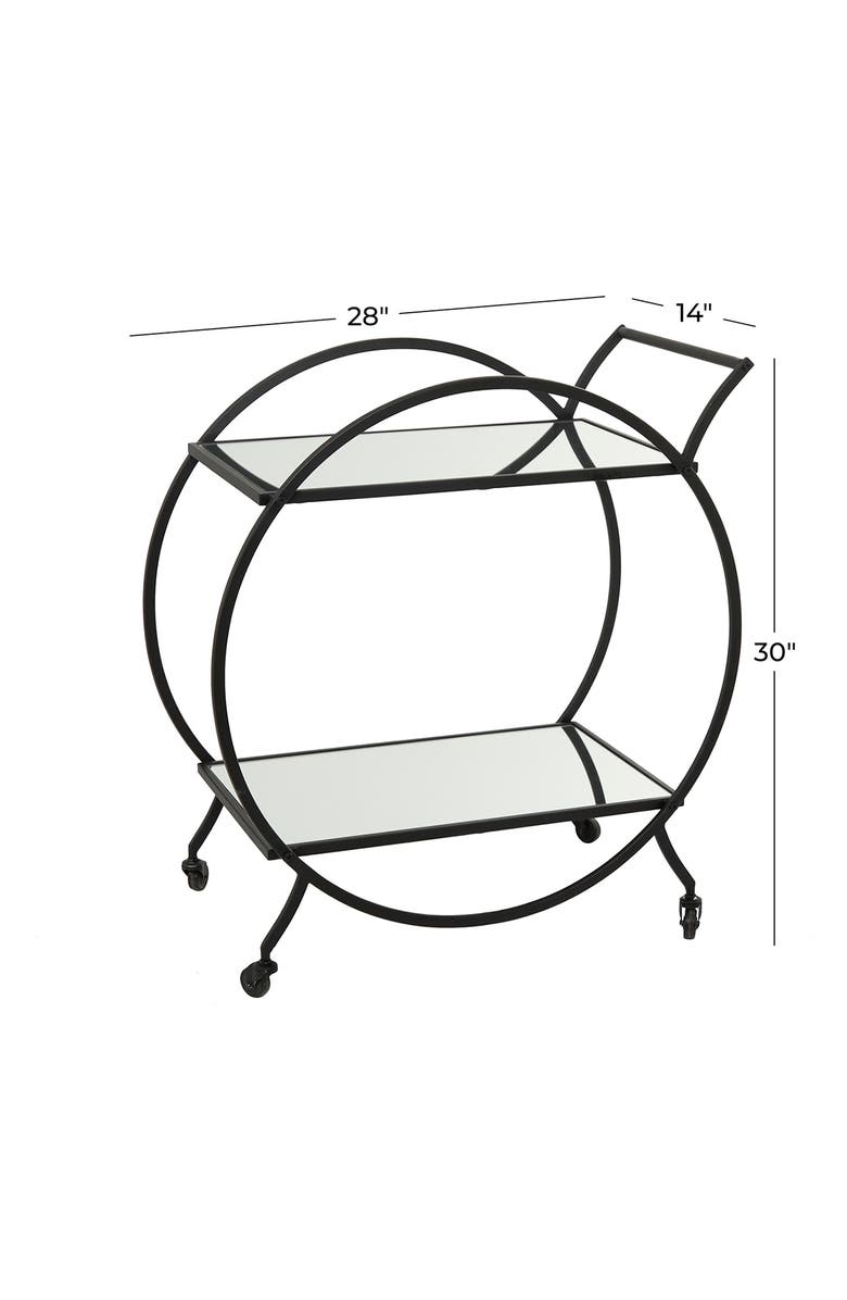 VIVIAN LUNE HOME Black Metal Contemporary Bar Cart with Wheels & Handle, Alternate, color, 