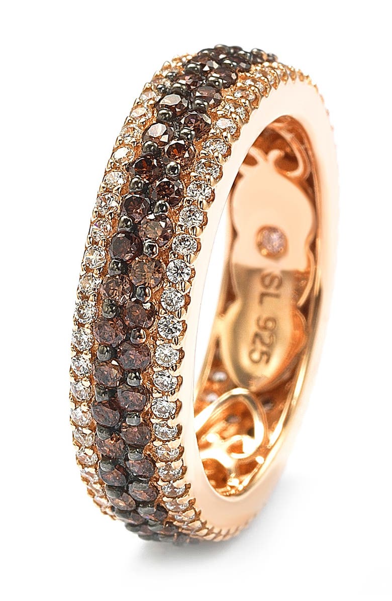 SUZY LEVIAN Sterling Silver Brown & White Pavé Eternity Band, Alternate, color,