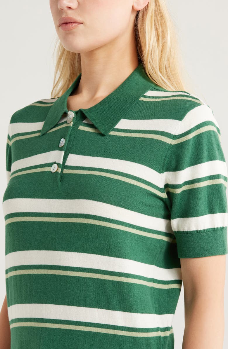 Pistola Drea Stripe Cotton Sweater Polo, Alternate, color, Emerald Stripe
