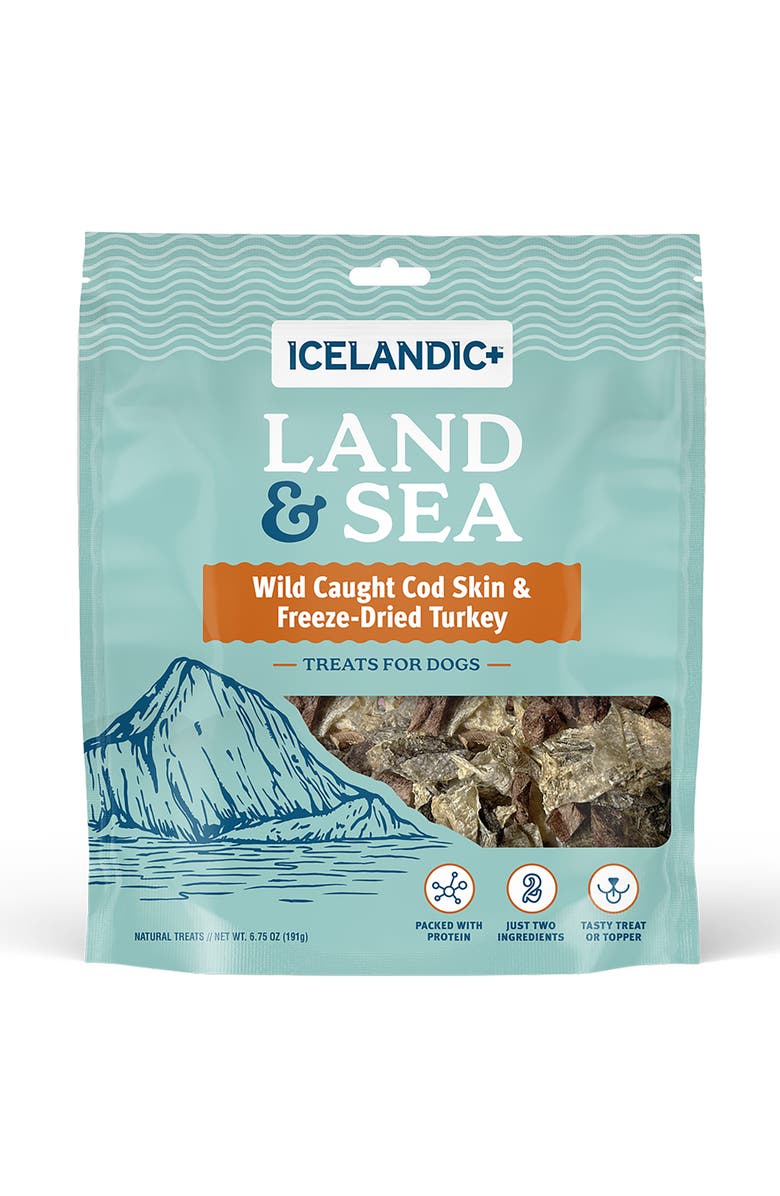 ICELANDIC+ Land
Sea Wild Caught Cod Skin
Freezedried Turkey 6.75Oz, Main, color, Multicolored