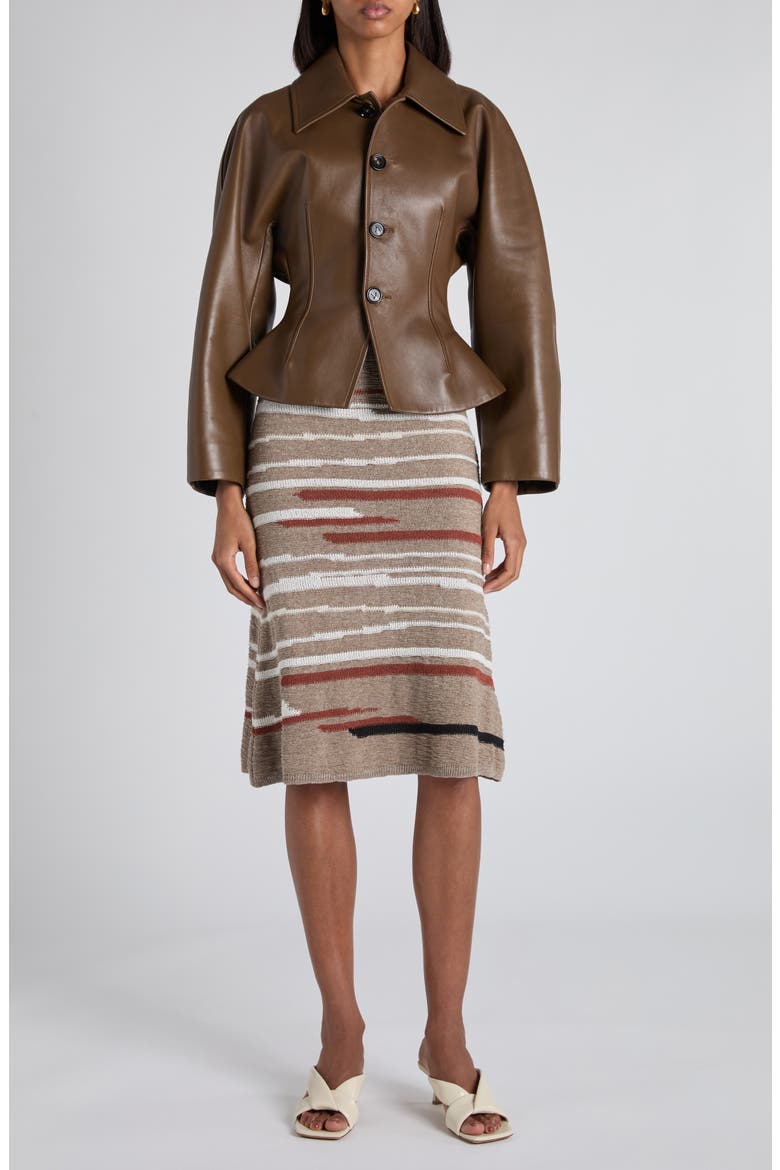 Venice Intarsia Linen & Cotton Mélange Sweater Skirt, Alternate, color, 1501 STONEMEL/ MAPLE/ CHALK