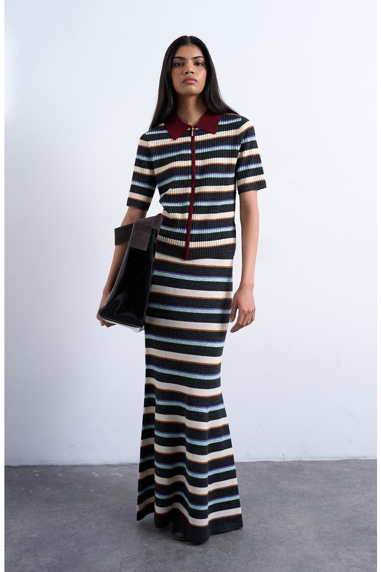 Stripe Knit Maxi Skirt, Main, color, BURGUNDY