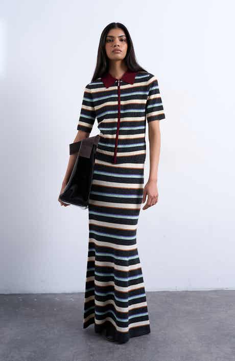 Topshop Stripe Knit Maxi Skirt