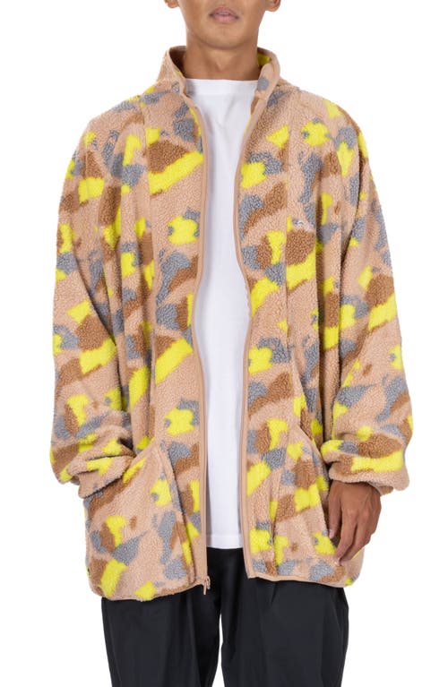 Vast Long Camouflage Fleece Jacket In Hazelnut Camo