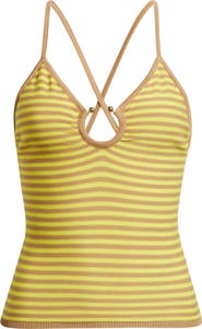 DELUC Patmos Stripe Crop Cotton Blend Top